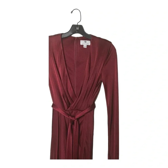 0388W.‎ ALTUZARRA FOR TARGET SATIN WRAP DRESS SIZE 4 MAROON IN COLOR; WITH BELT - Picture 4 of 11
